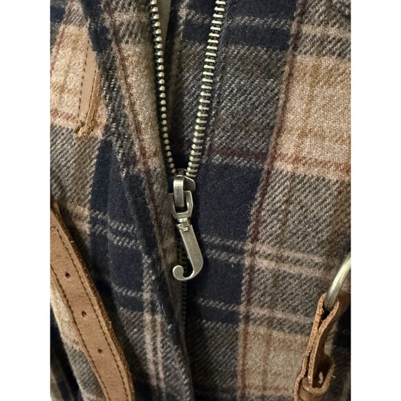 Vintage Juicy Couture Navy Plaid Wool Cashmere Coat Jacket Belted Hooded Size 2 - Picture 7 of 16